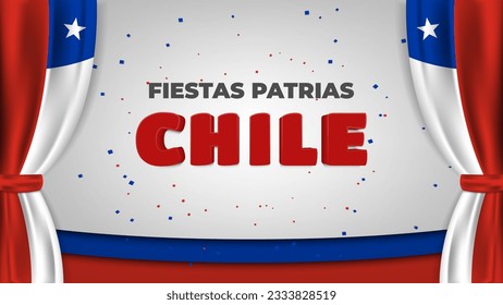 Chile National Holiday Celebration Greeting in Spanish Phrase Text Fiestas Patrias Chile with Flags Decoration