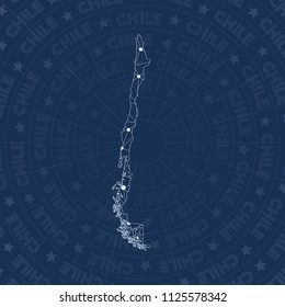 Chile network style country map. Dazzling space style, modern design for infographics or presentation.