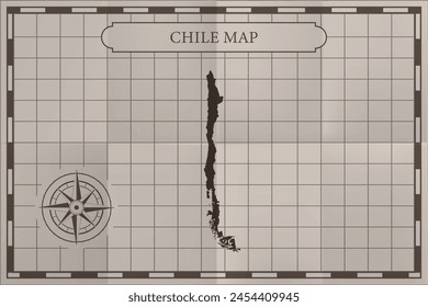Mapa clásico de Chile. Estilo de papel de mapa antiguo de Antiguas.