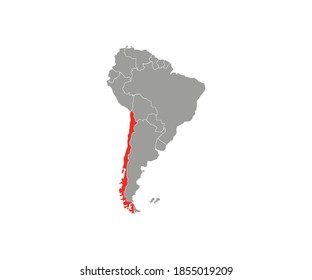 Chile on South America map vector. Vector illustration.