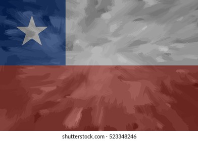 Chile painted / drawn vector flag. Dramatic, unusual look. Vector file contains flag and texture layers