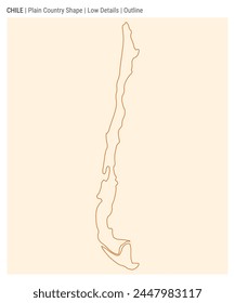 Chile plain country map. Low Details. Outline style. Shape of Chile. Vector illustration.