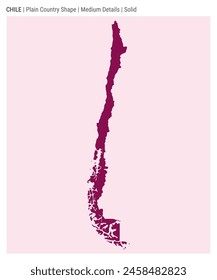 Chile plain country map. Medium Details. Solid style. Shape of Chile. Vector illustration.