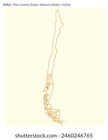 Chile plain country map. Medium Details. Outline style. Shape of Chile. Vector illustration.