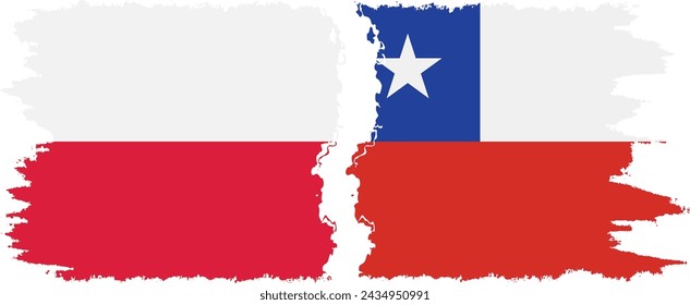 Chile y Polonia grunge banderas de conexión, vector