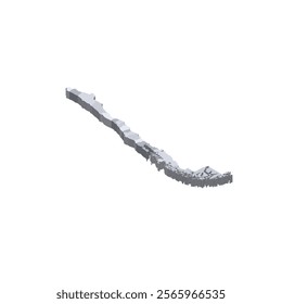 Chile political map of administrative divisions - regions. 3D isometric blank vector map in shades of grey.