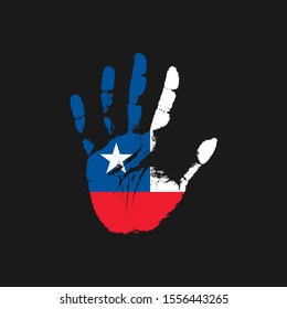 Chile Revolution Poster or Symbol. Protest for freedom and democracy design. Chile flag and hand