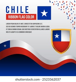 Chile ribbon flag with Shield flag and decoration