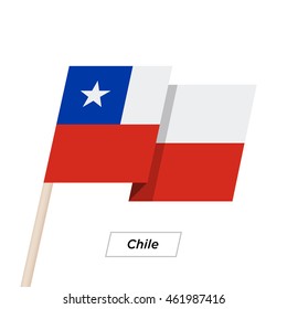 Chile Ribbon Waving Flag Isolated on White. Vector Illustration. Chile Flag with Sharp Corners