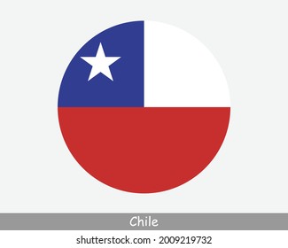 Chile Round Circle Flag. Chilean Circular Button Banner Icon. EPS Vector