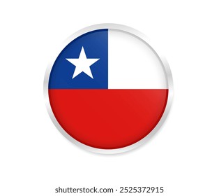 Chile round flag icon. Round circle national flag of chile. vector illustration