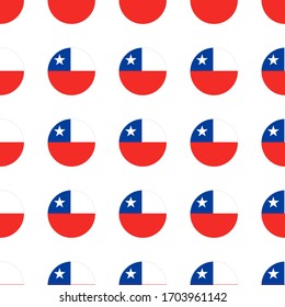 Chile round flag seamless pattern. circle icons. Geometric symbols. Texture for travel, sports pages, competition, games designs. patriotic wallpaper.