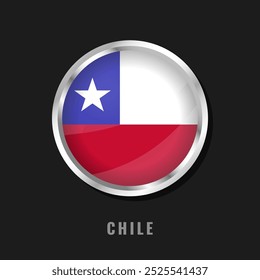 A bandeira nacional do Chile está enquadrada. Bandeira brilhante circular do Chile.