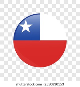 Bandeira de círculo arredondado do Chile isolada sobre fundo transparente. Ilustração vetorial