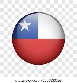 Bandeira de círculo arredondado do Chile isolada sobre fundo transparente. Ilustração vetorial