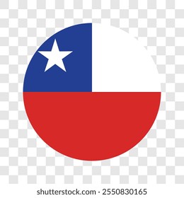 Bandeira de círculo arredondado do Chile isolada sobre fundo transparente. Ilustração vetorial