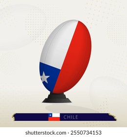 Bola de Rugby do Chile em Rugby Chutando Tees com Design Moderno. Ilustração perfeita para esportes, orgulho nacional e projetos relacionados ao rugby.