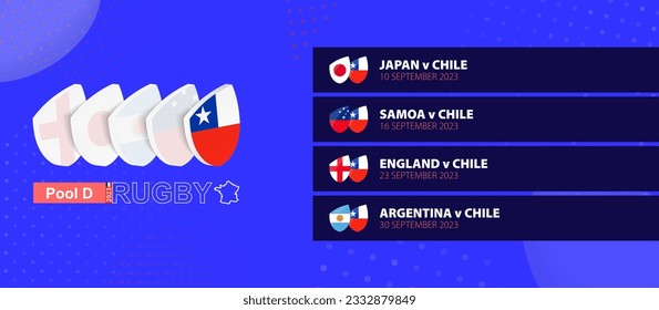 Chile rugby national team schedule matches in group stage of international rugby competition. Vector set.