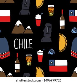 Chile seamless doodle pattern, vector illustration