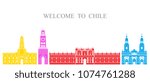 Chile set. Isolated Chile architecture on white background