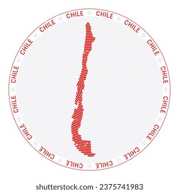 Chile shape radial arcs. Country round icon. Chile logo design poster. Charming vector illustration.