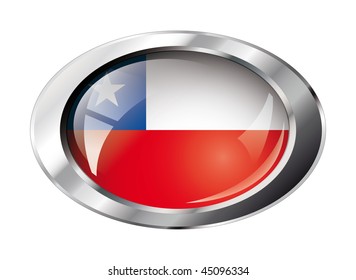 chile shiny button flag vector illustration. Isolated abstract object against white background.