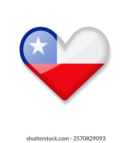 Chile - Shiny Flag in the Form of Heart. Vector Illustration.