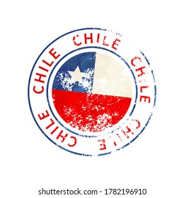 Chile sign, vintage grunge imprint with flag isolated on white