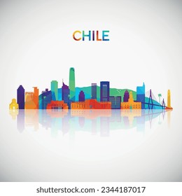 Chile skyline silhouette in colorful geometric style. Symbol for your design. Vector illustration.