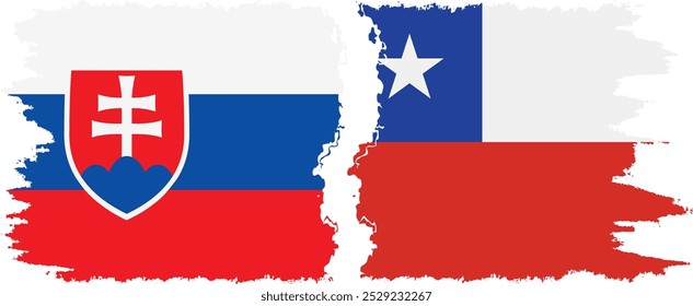 Chile e Eslováquia grunge bandeiras conexão, vetor