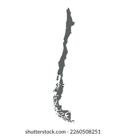 Chile - smooth grey silhouette map of country area. Simple flat vector illustration.