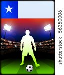 Chile Soccer Player with Flag on Stadium Background Original Illustration