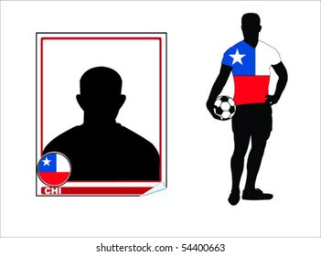 chile soccer player and sticker vector