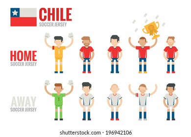 Chile soccer team flat icons