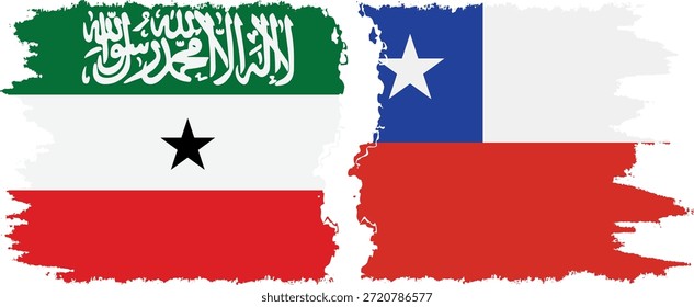 Conexão entre bandeiras do Chile e da Somalilândia grunge, vetor