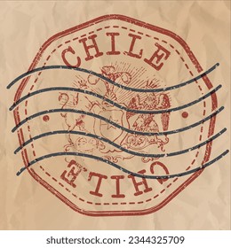 Chile Stamp Travel Passport. Design Retro Symbol Country. Old Vintage Postmark.