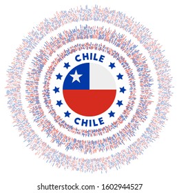 Chile symbol. Radiant country flag with colorful rays. Shiny sunburst with Chile flag. Radiant vector illustration.