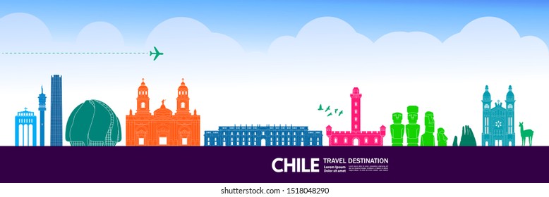 Chile travel destination grand vector illustration.