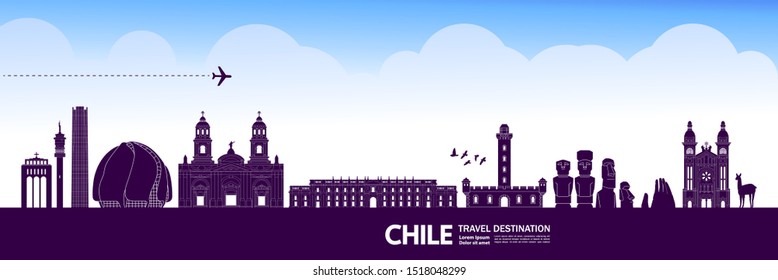 Chile travel destination grand vector illustration.