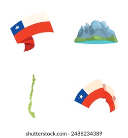 Chile travel icons set cartoon vector. Landmark of chile. South america country