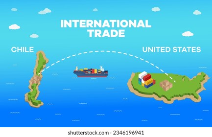 Chile and united states international trade relation. Vector illustration design