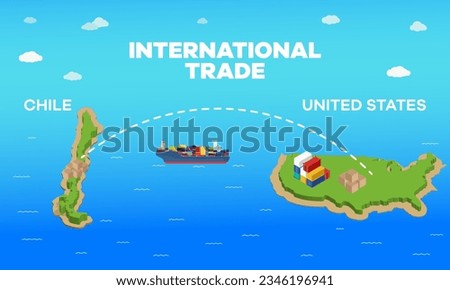 Chile and united states international trade relation. Vector illustration design