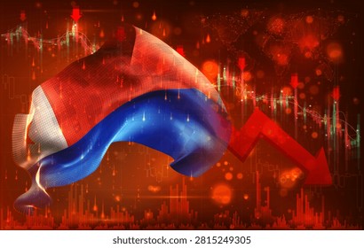 Chile, vector 3d flag financial exchange trend down