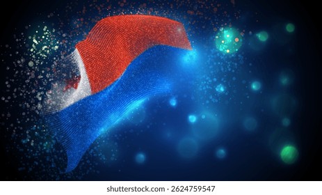Chile, bandeira 3d vetorial com iluminação e clarões