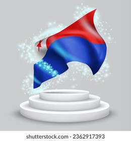 Chile, vector 3d flag on the podium surrounded by a whirlwind of magical radiance