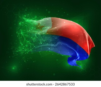 Chile, vector 3d flag on green background and numbers