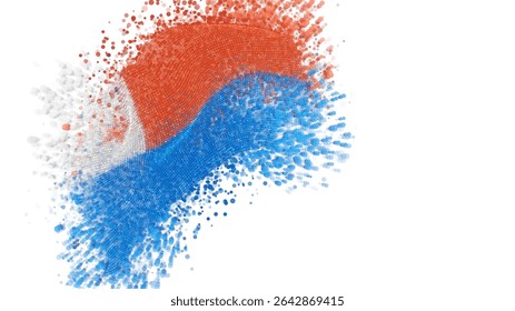 Chile, vetor 3d bandeira com um splash de pontos de tinta, explosão de pontos coloridos