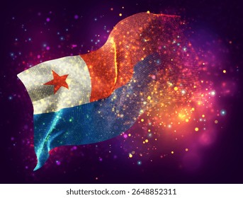 Chile, vetor 3d bandeira com um splash de pontos de tinta, explosão de pontos coloridos