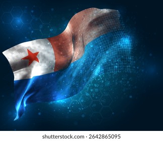Chile, vetor 3d bandeira polígonos triangulares virtuais em um fundo azul