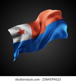 Chile, vector 3d flag with waves on a black background